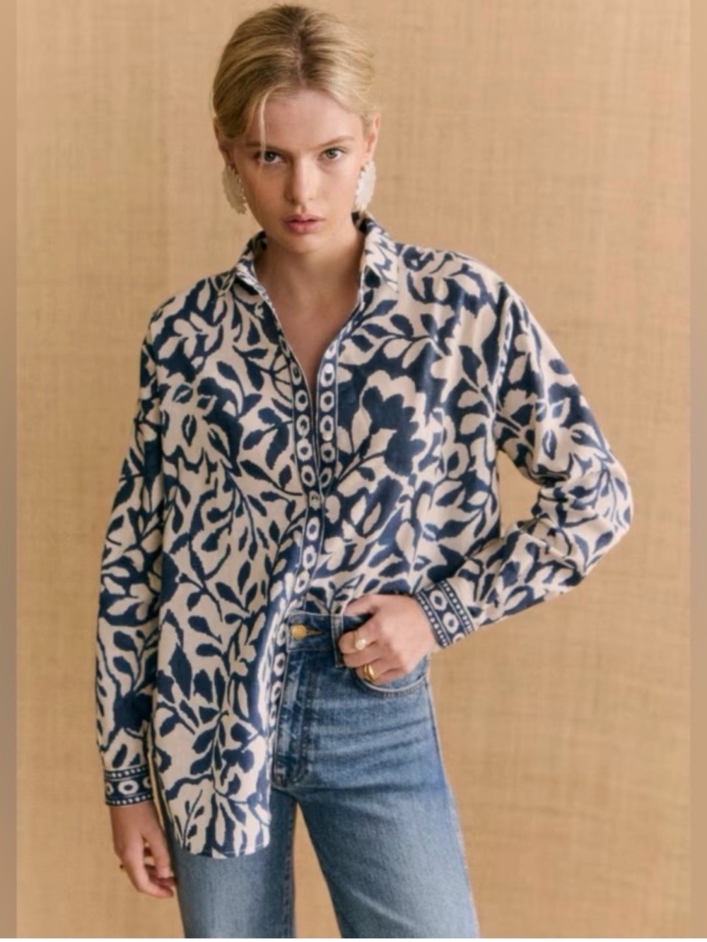 EUC Sezane Maxy Shirt - Sezane x Momoni in Sybel size 38